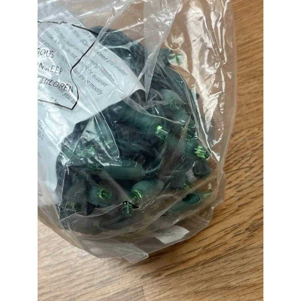 25ft 50 Green Teeny‎ Rice Bulbs Green String Lights 5mm Balled NEW